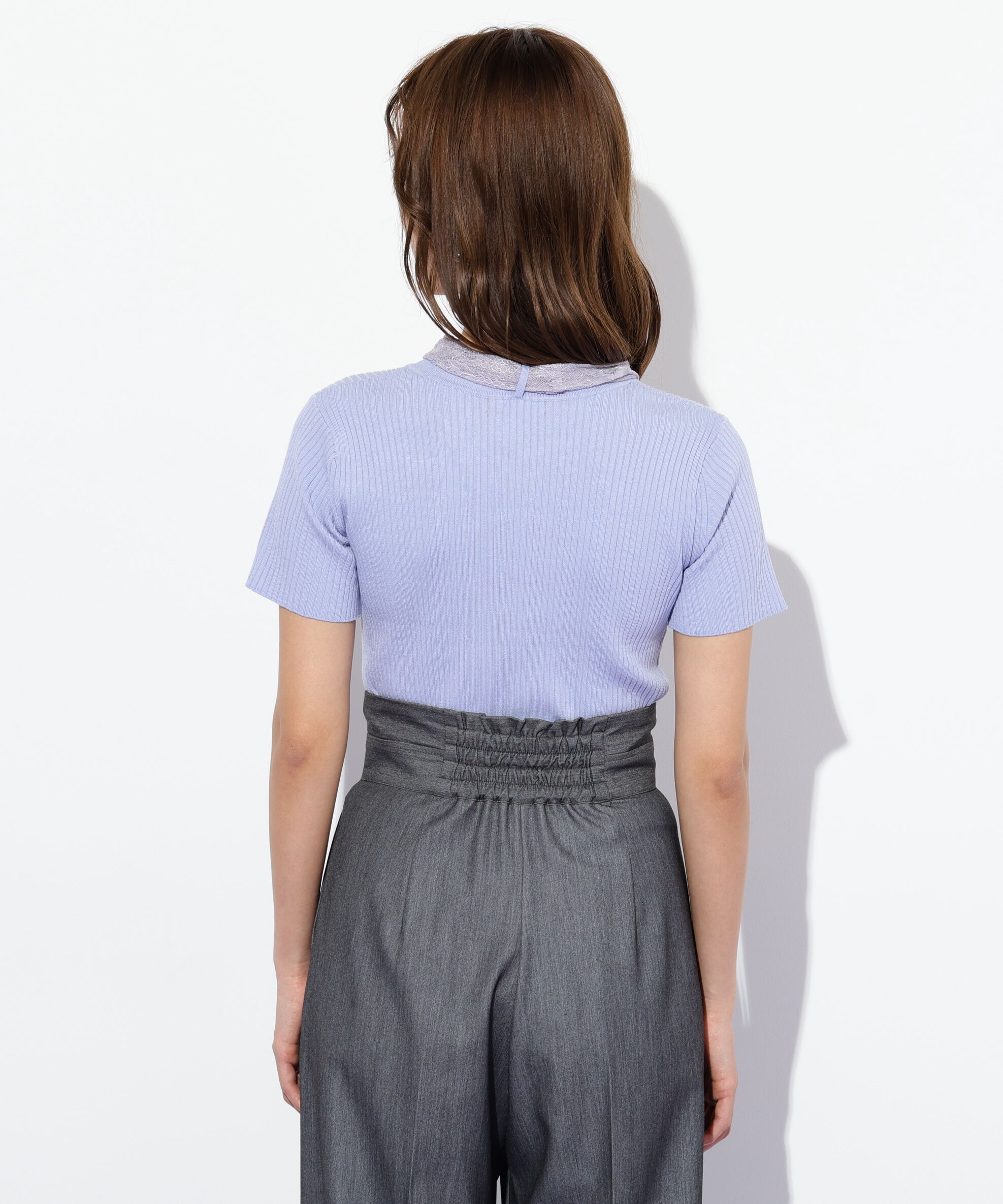  「レーススカーフ付ニットトップス」|ニット・セーター|