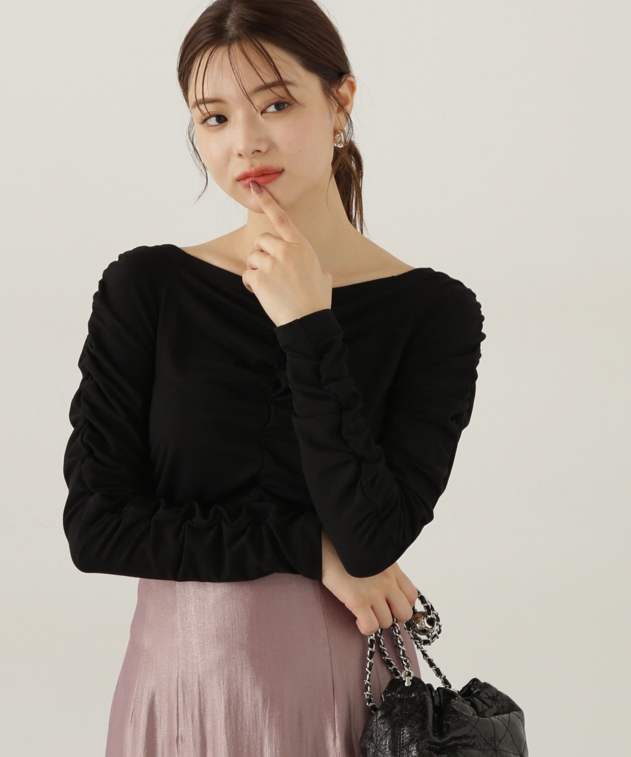 PROPORTION BODY DRESSING「シャーリングロングT」|Tシャツ・カットソー|ブラック