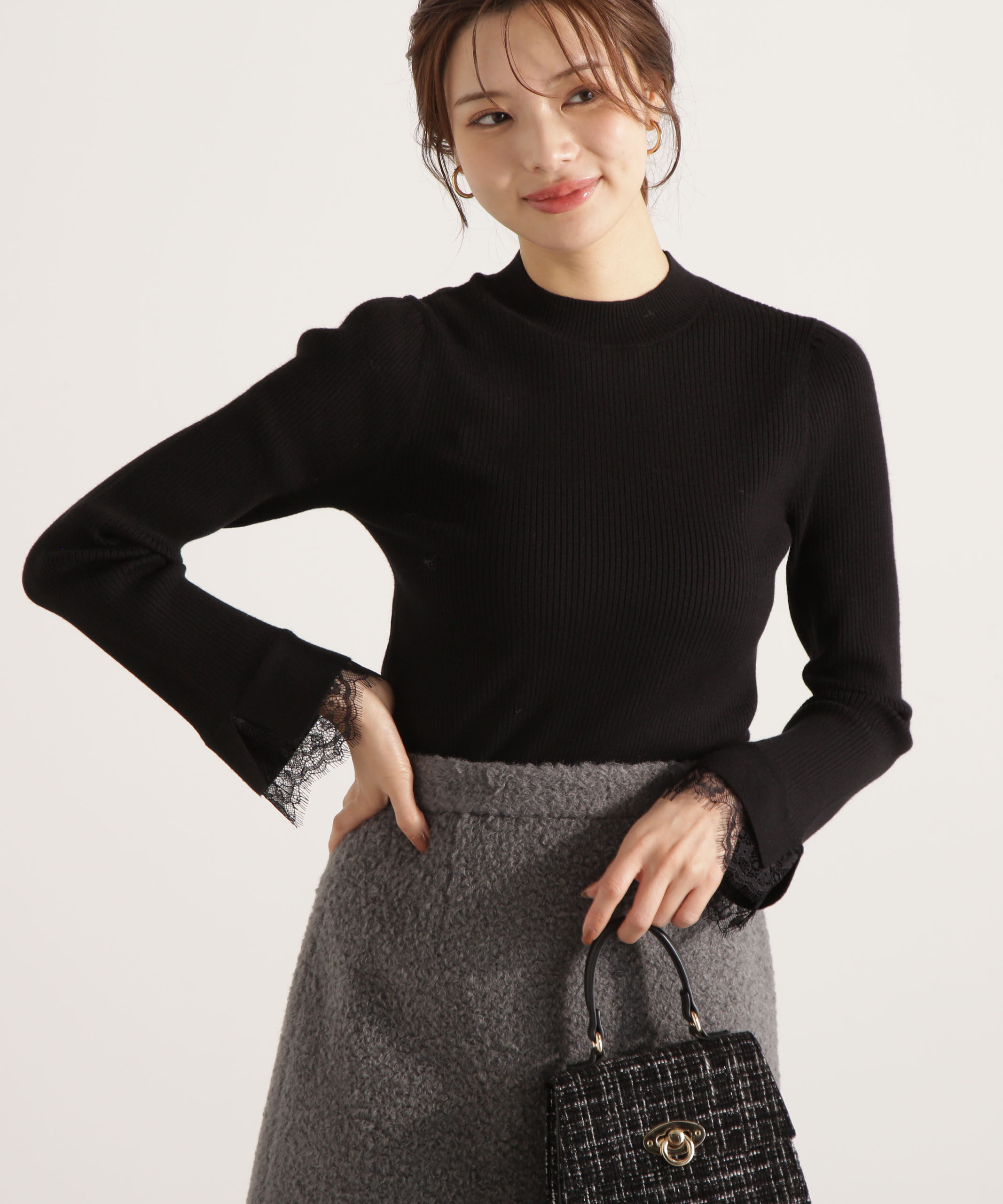 PROPORTION BODY DRESSING「レースドッキングスリーブニット 25AW」|ニット・セーター|