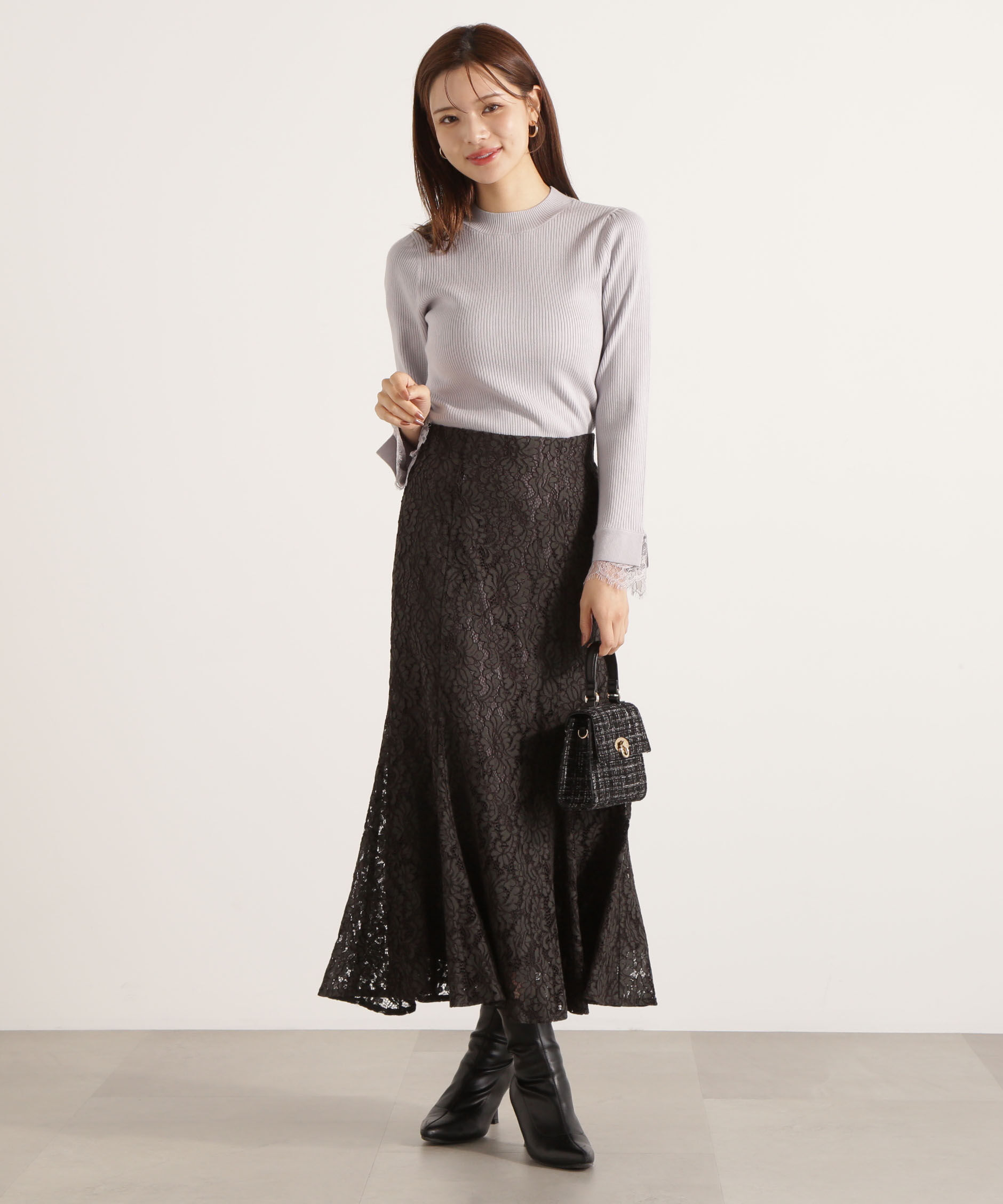 PROPORTION BODY DRESSING「レースドッキングスリーブニット 25AW」|ニット・セーター|