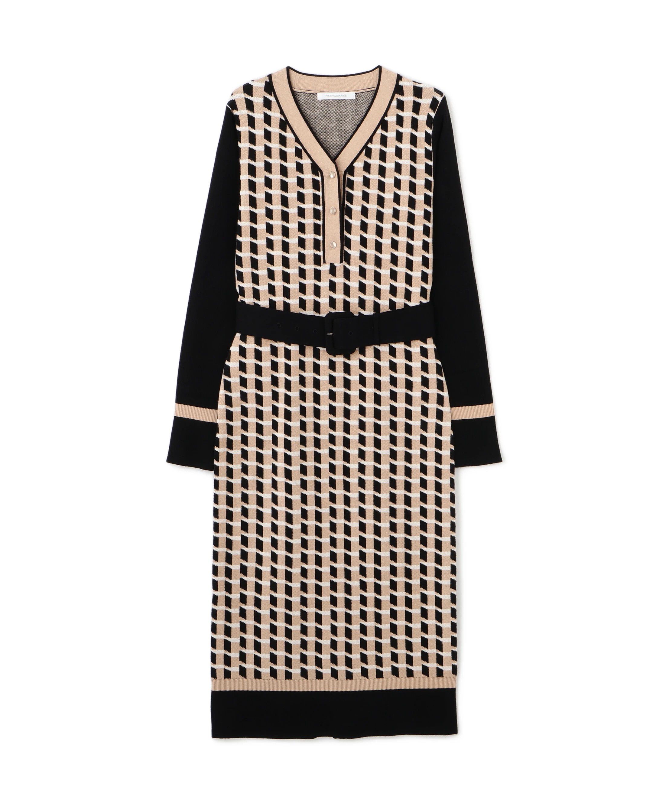  「◆ジオメトリックジャガードニットワンピース」|ワンピース|