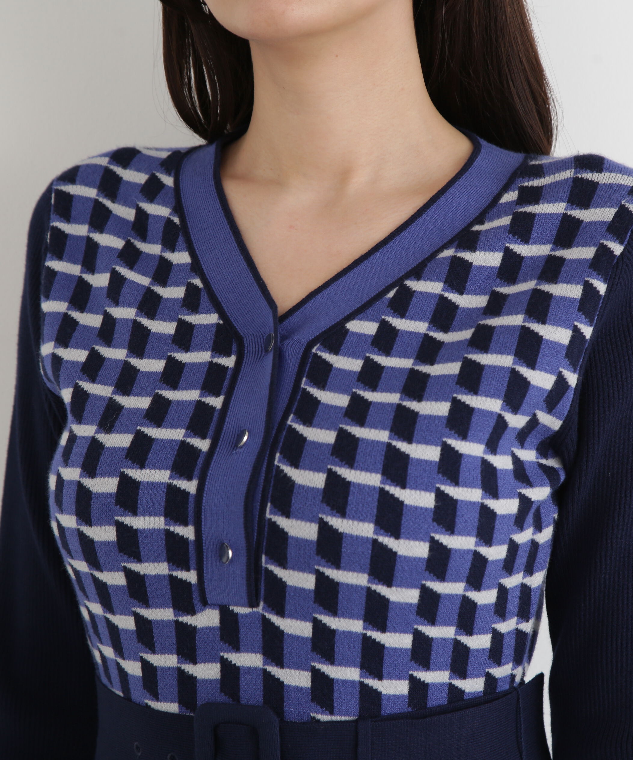  「◆ジオメトリックジャガードニットワンピース」|ワンピース|