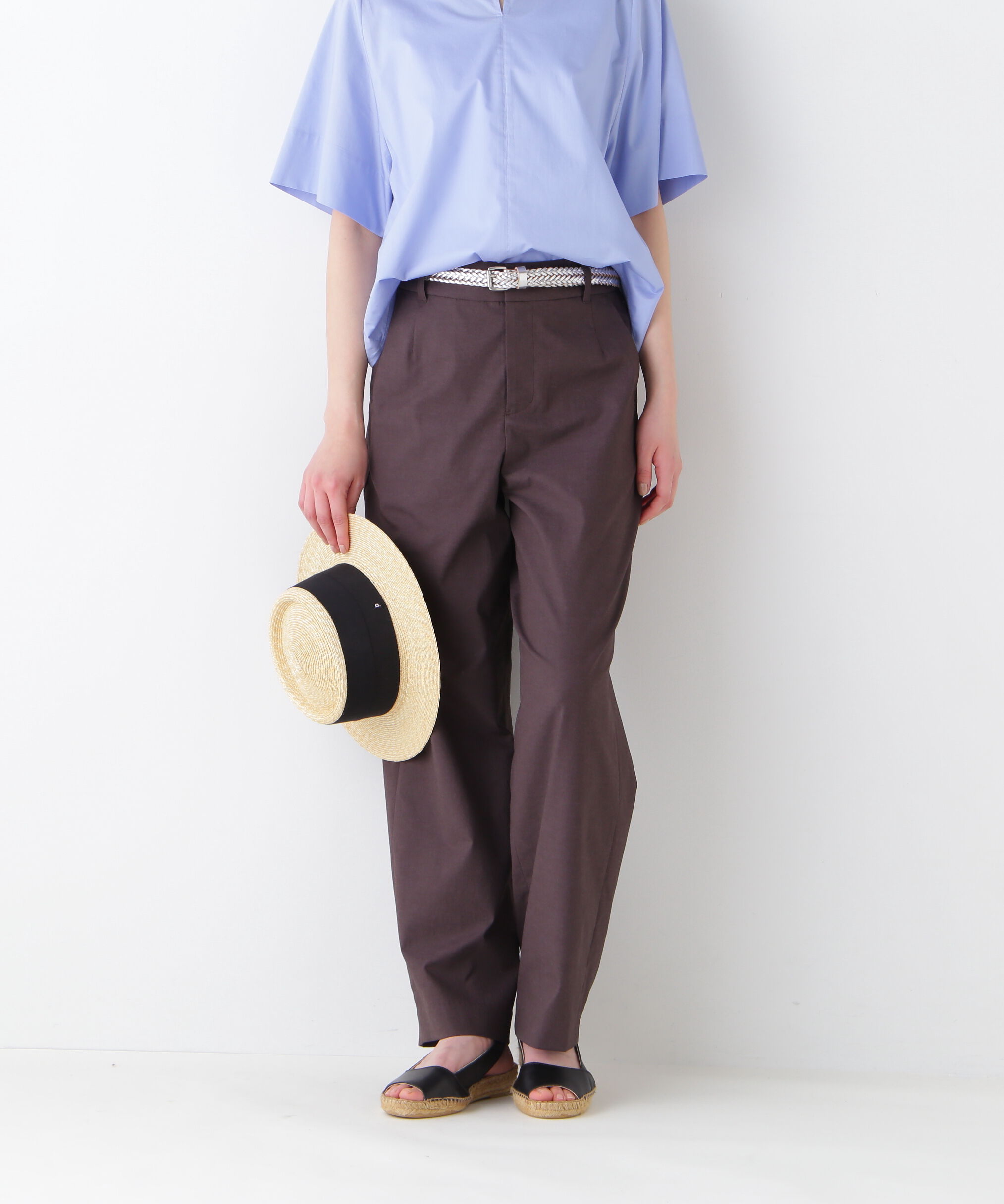  「◆クールマックス混ストレートパンツ」|その他|ブラウン