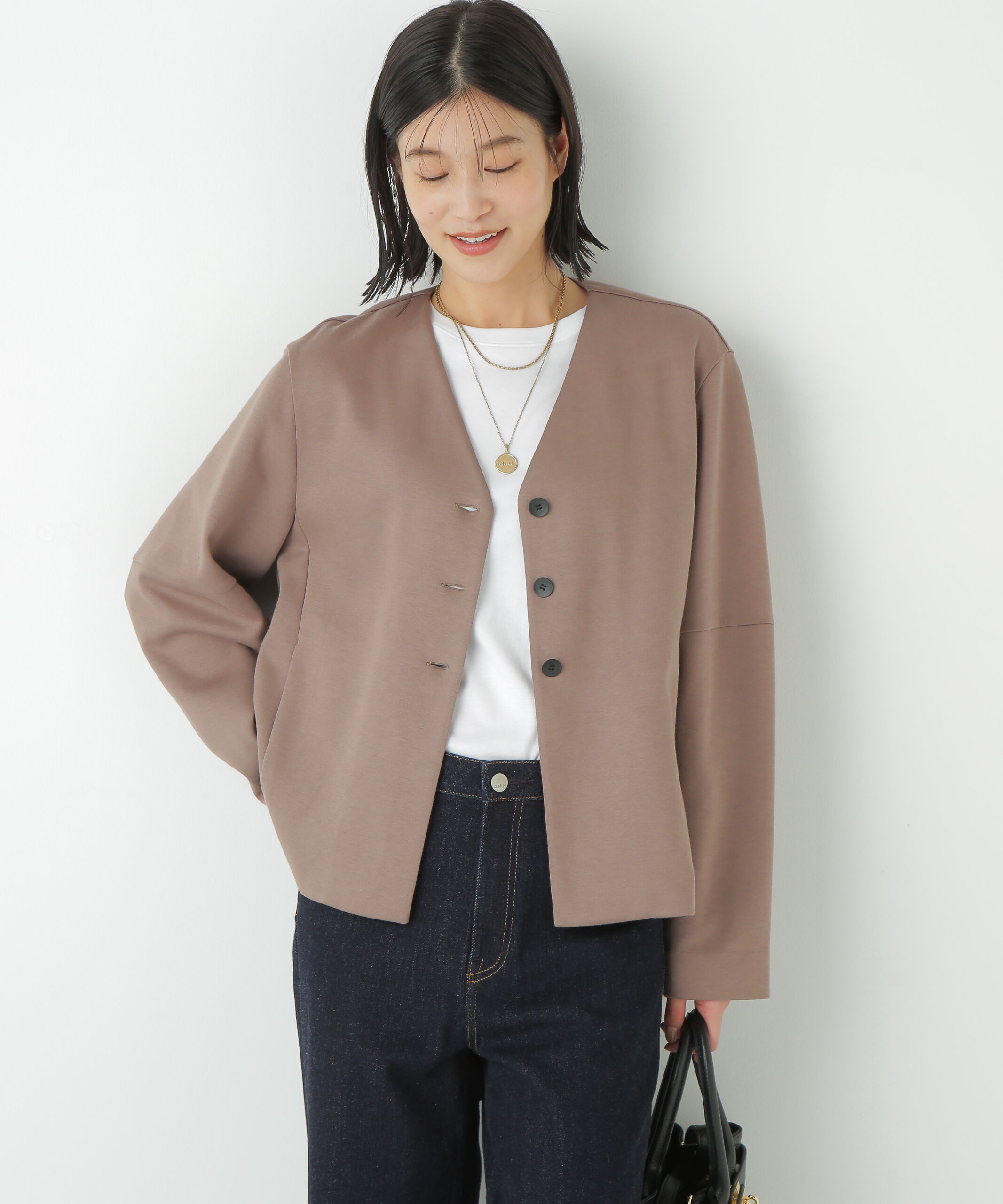  「◆ダンボールＶネックカーディガン」|Tシャツ・カットソー|モカ1