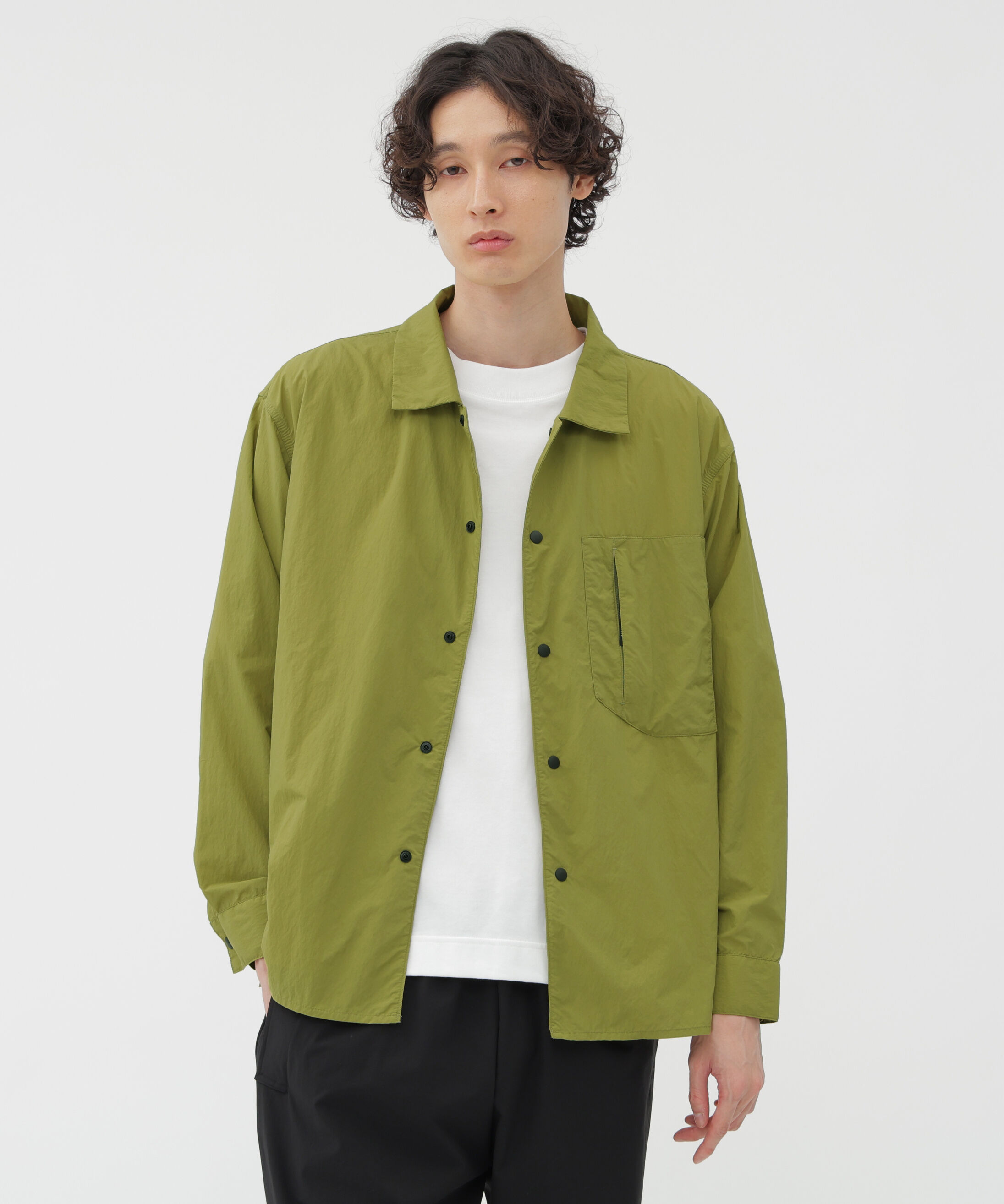 MARGARET HOWELL「RECYCLE NYLON LIGHT POPLIN SHIRT」|Tシャツ・カットソー|OLIVE1
