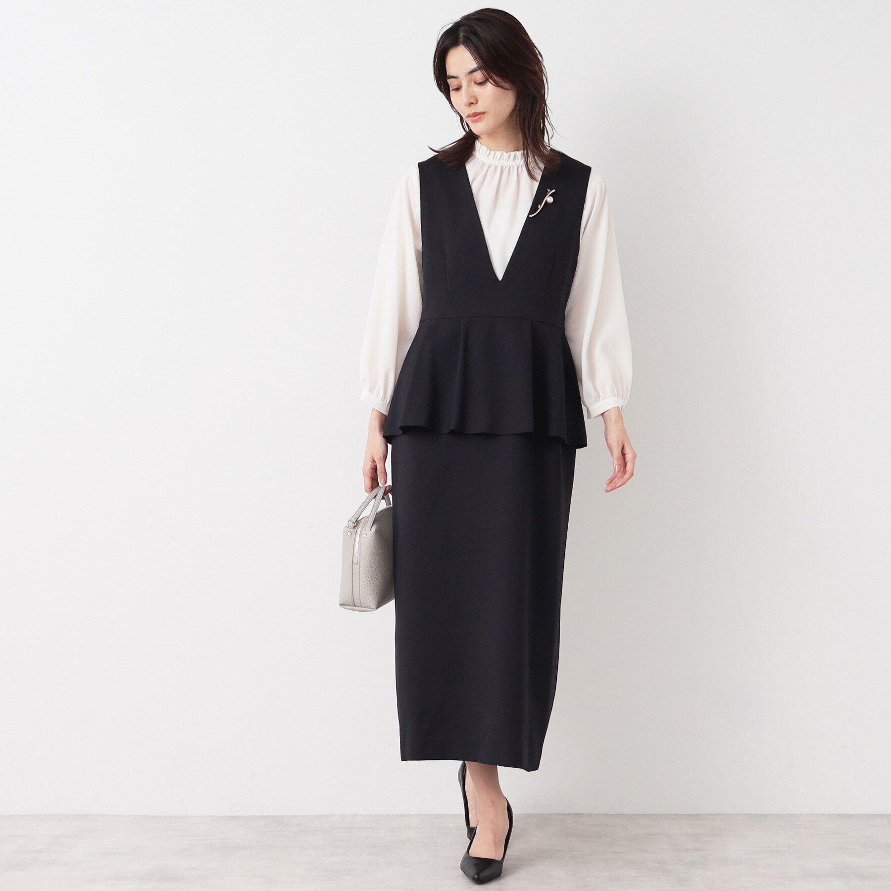 Dessin「【入卒/セレモニー/洗える】ペプラムジャンパースカート」|ワンピース|