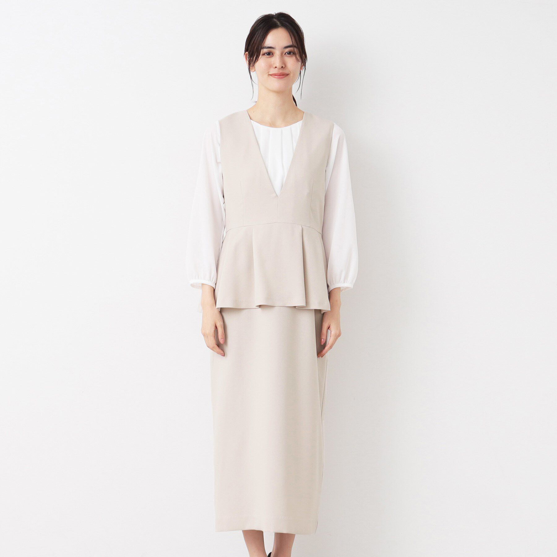 Dessin「【入卒/セレモニー/洗える】ペプラムジャンパースカート」|ワンピース|