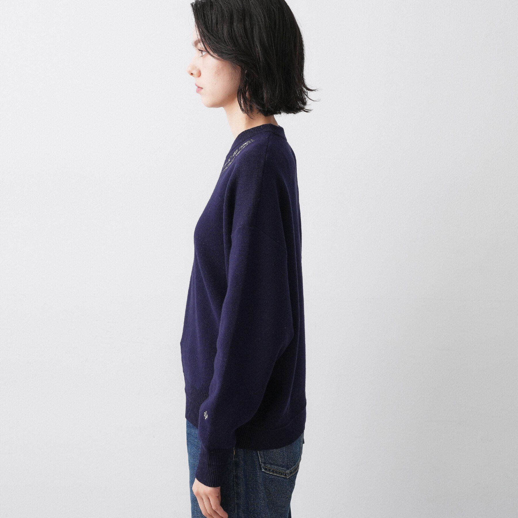 Dessin「【ユニセックス/洗える】ロゴ刺繍入りコットンジャカード」|ニット・セーター|