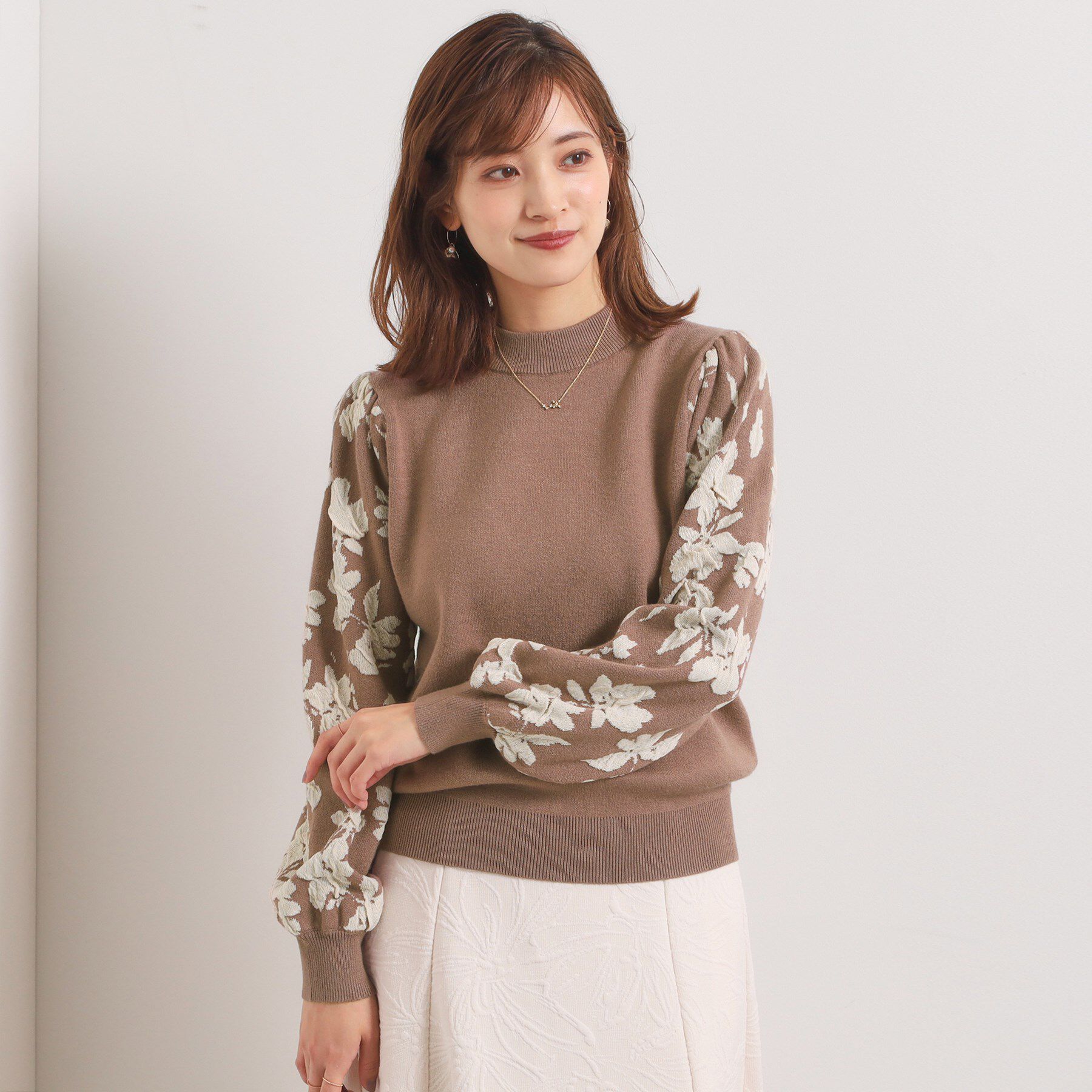 ITS&rsquo;DEMO「【手洗い可】花柄ジャカード袖ニット」|ニット・セーター|