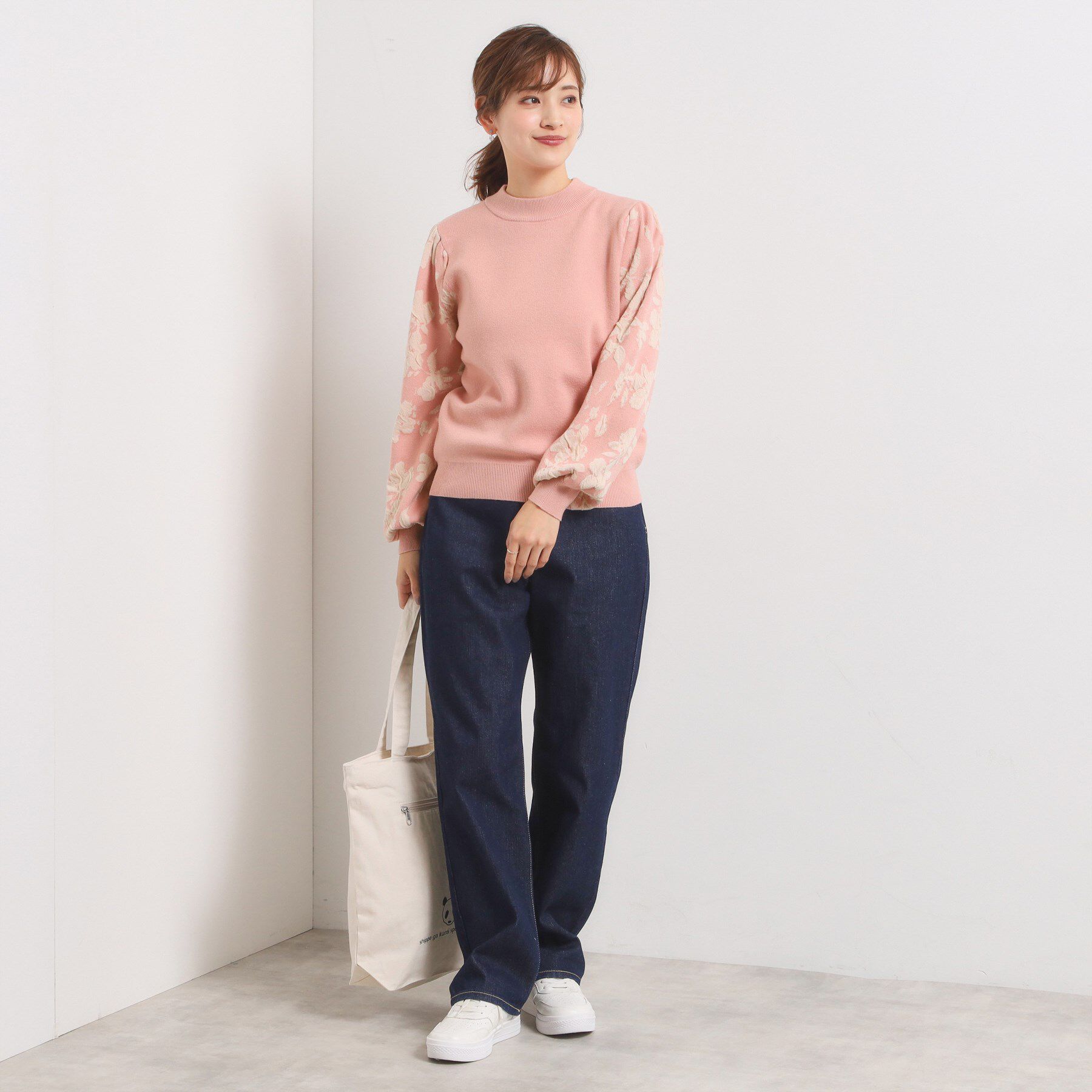 ITS&rsquo;DEMO「【手洗い可】花柄ジャカード袖ニット」|ニット・セーター|