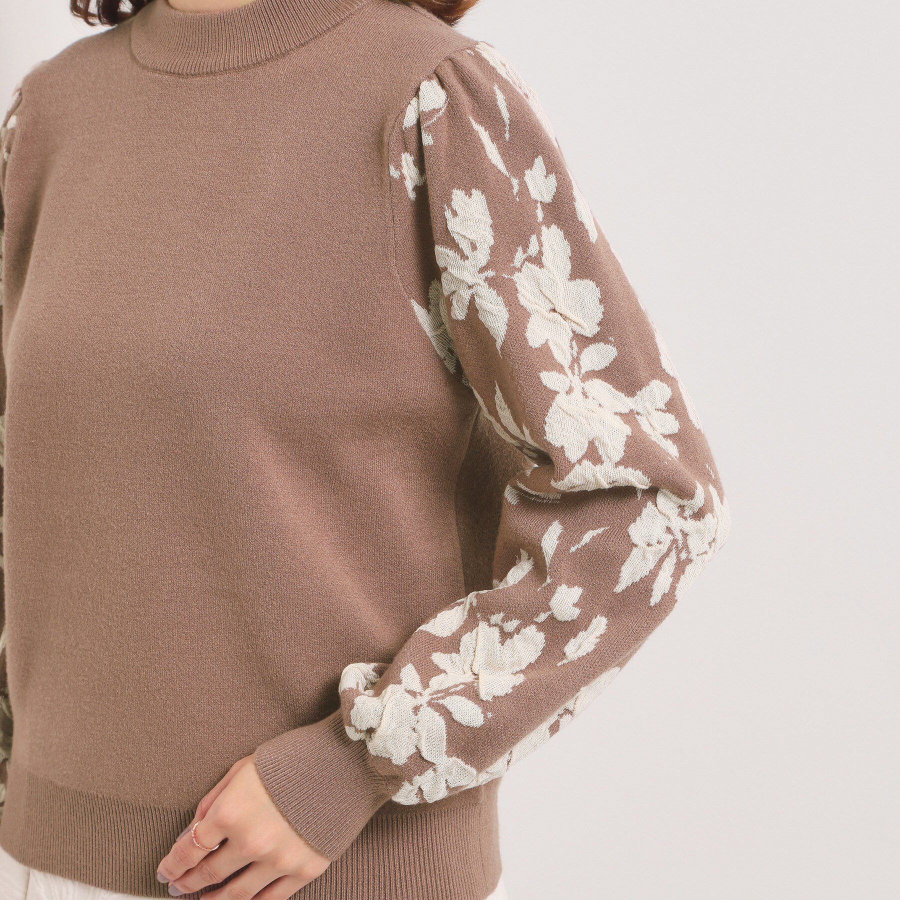 ITS&rsquo;DEMO「【手洗い可】花柄ジャカード袖ニット」|ニット・セーター|