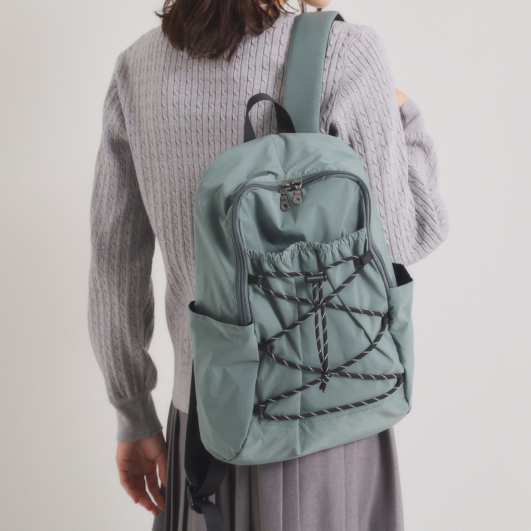 ITS&rsquo;DEMO「【8ポケット】撥水レースアップリュック」|リュック|グリーン(022)