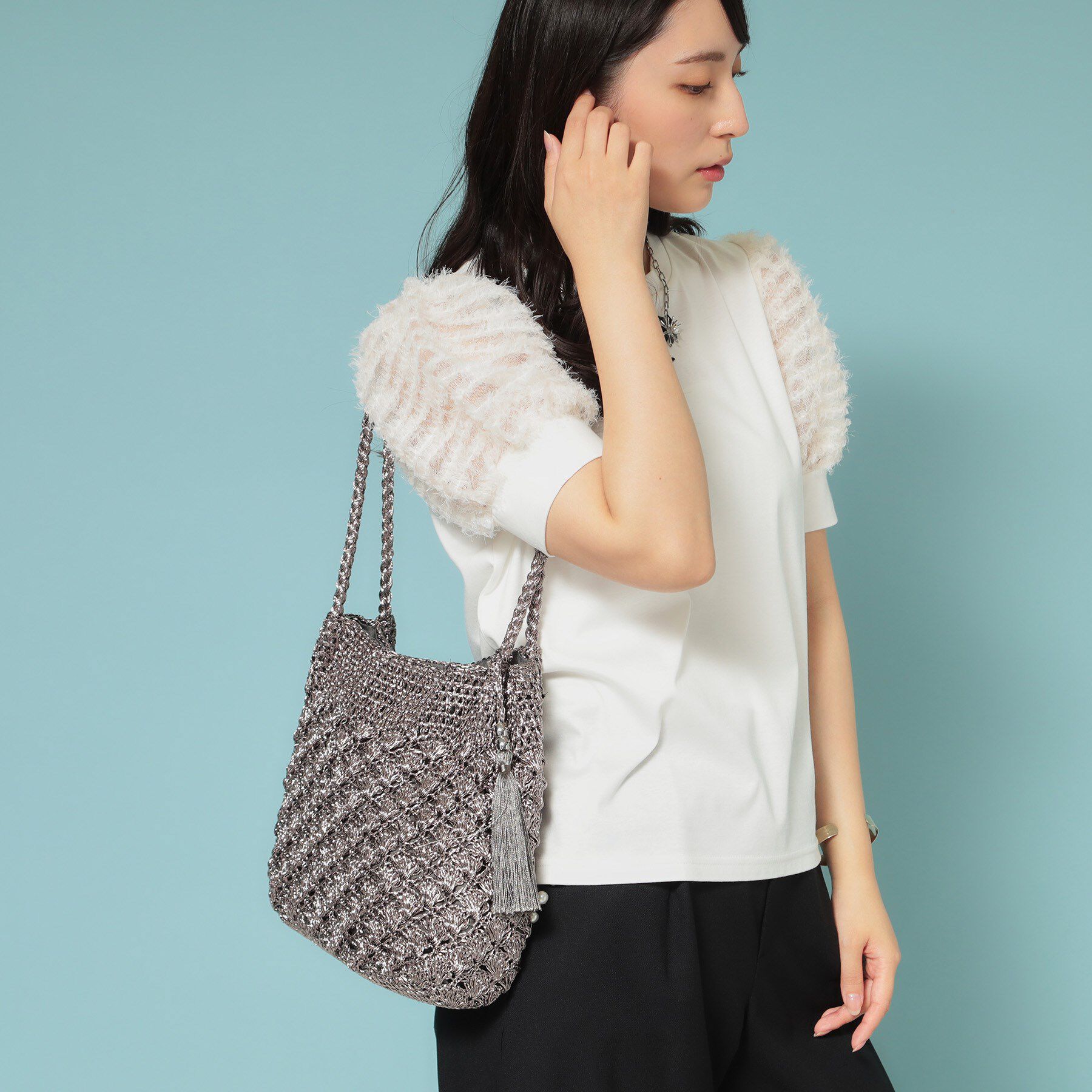 SunaUna「【新色追加／肩掛け可能】メタリックトートバッグ」|トートバッグ|