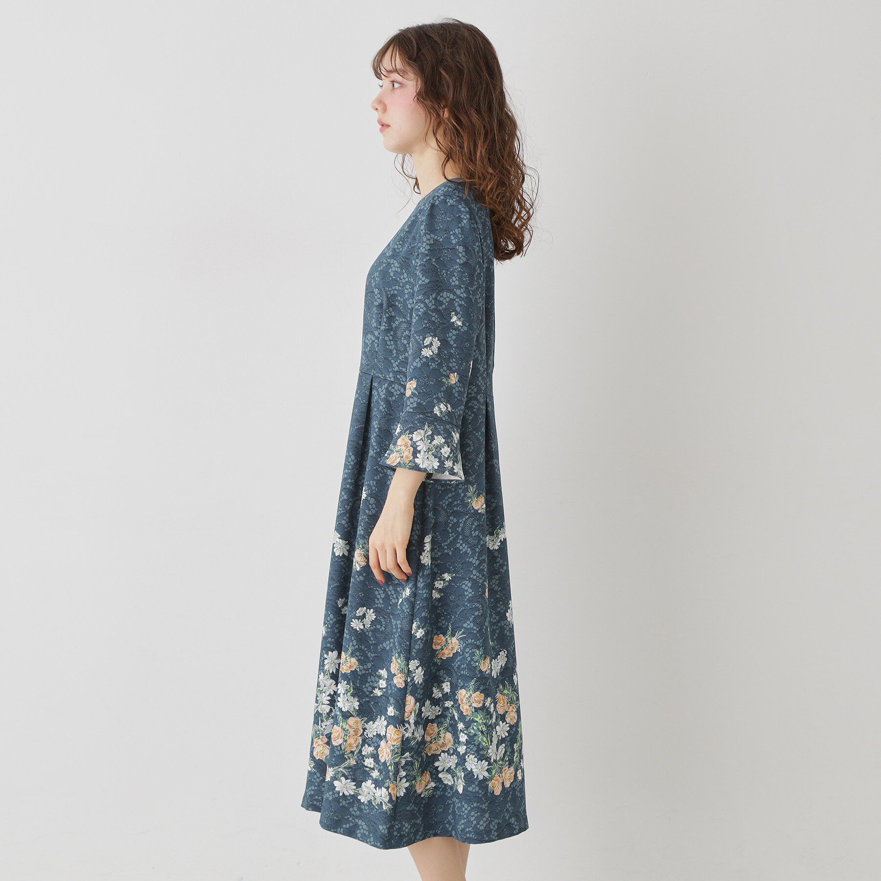 SunaUna「【co creation and yours／SS～L】レースプリントワンピース」|ワンピース|