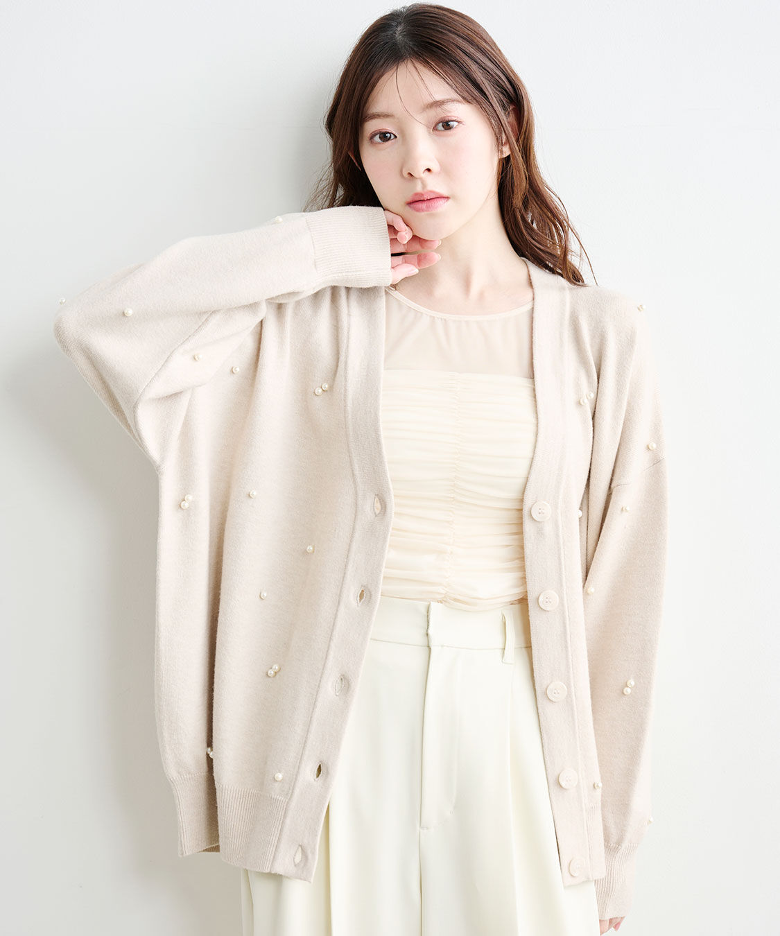 COCO DEAL「パールニットカーディガン」|ニット・セーター|