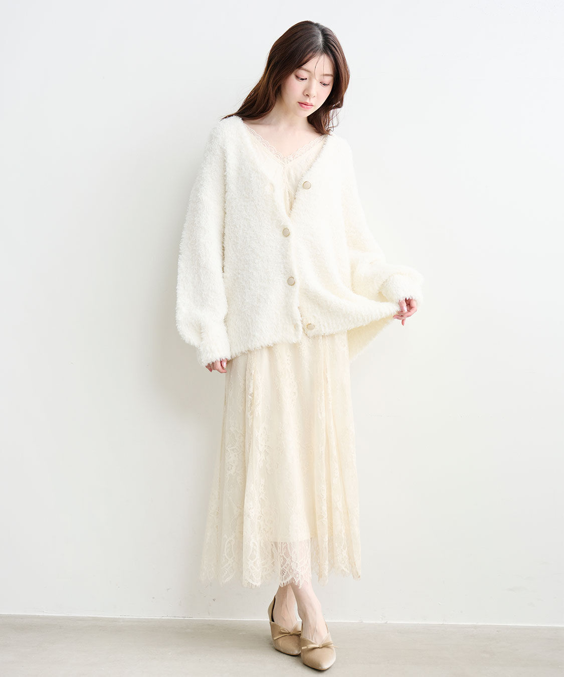 COCO DEAL「ニットカーデ&times;レースキャミワンピース」|ワンピース|