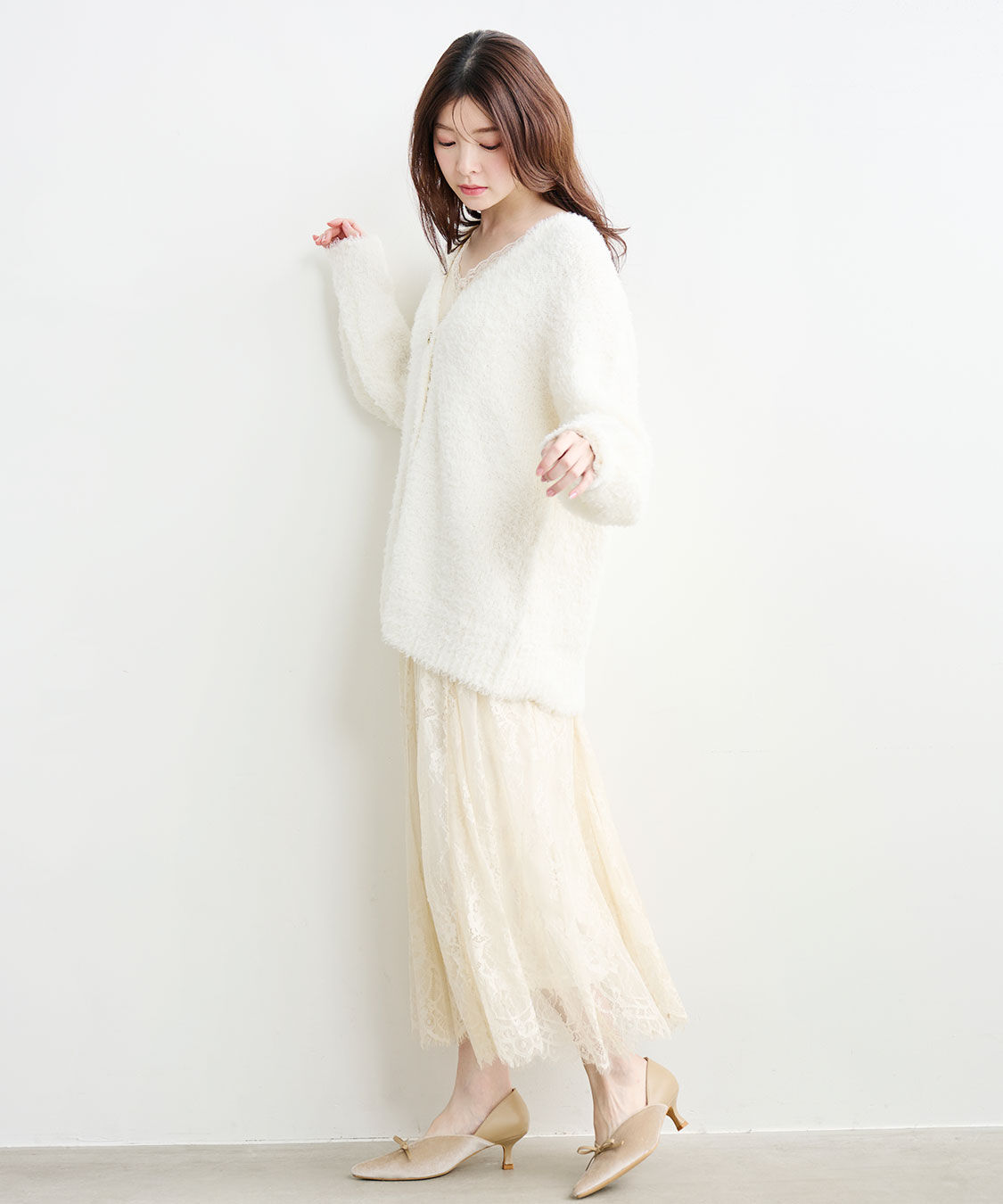 COCO DEAL「ニットカーデ&times;レースキャミワンピース」|ワンピース|