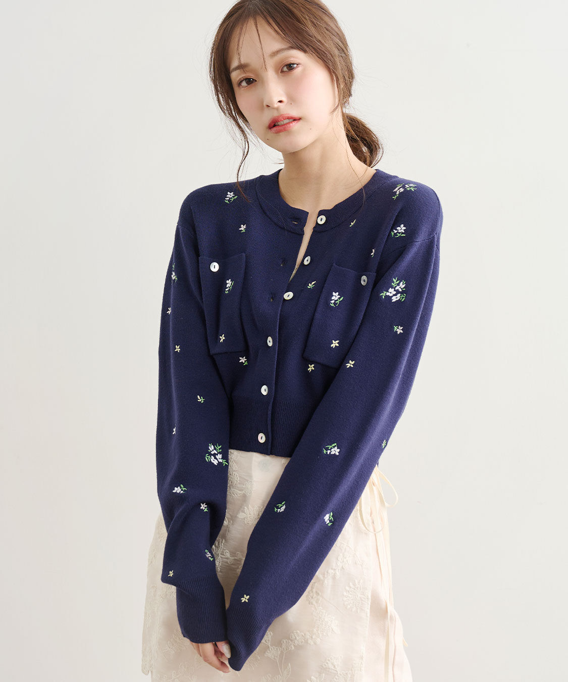 COCO DEAL「小花/ハート刺繍ニットカーディガン」|ニット・セーター|