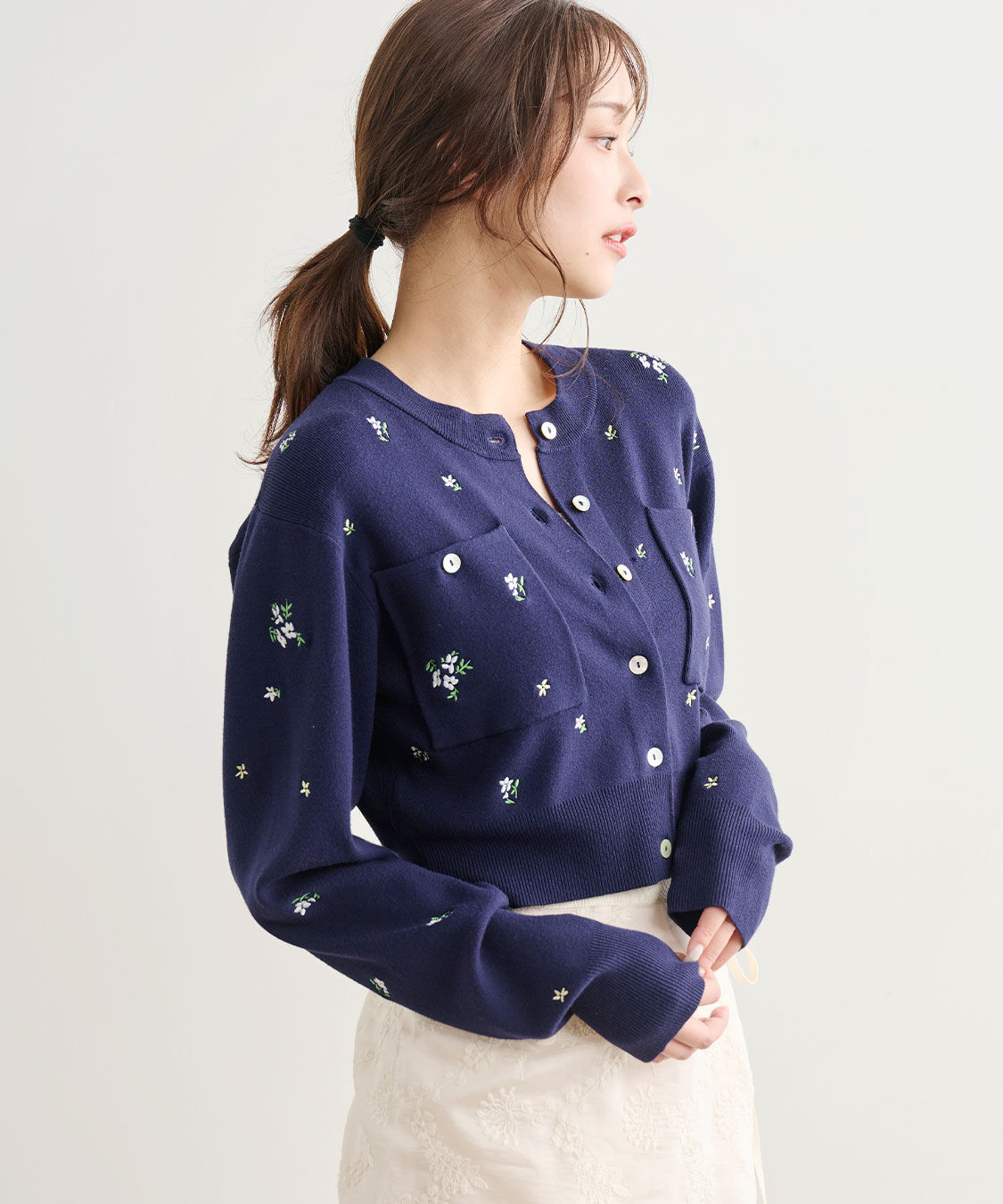 COCO DEAL「小花/ハート刺繍ニットカーディガン」|ニット・セーター|