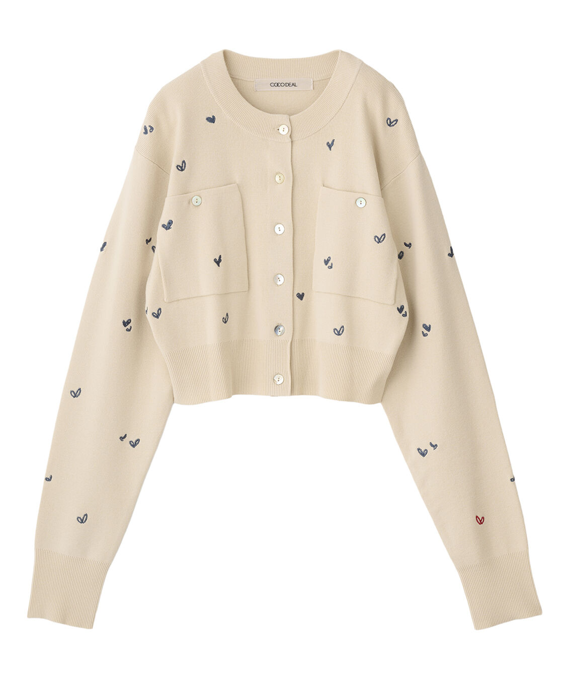 COCO DEAL「小花/ハート刺繍ニットカーディガン」|ニット・セーター|