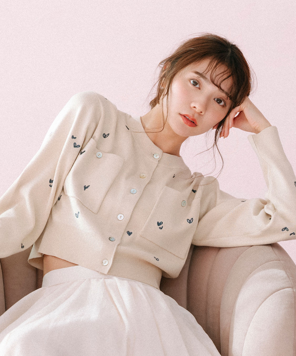 COCO DEAL「小花/ハート刺繍ニットカーディガン」|ニット・セーター|