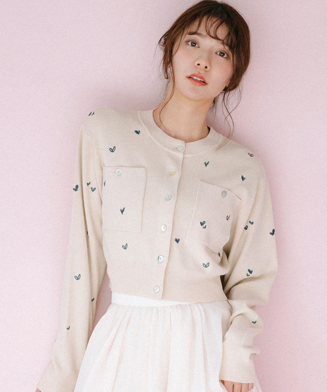COCO DEAL「小花/ハート刺繍ニットカーディガン」|ニット・セーター|