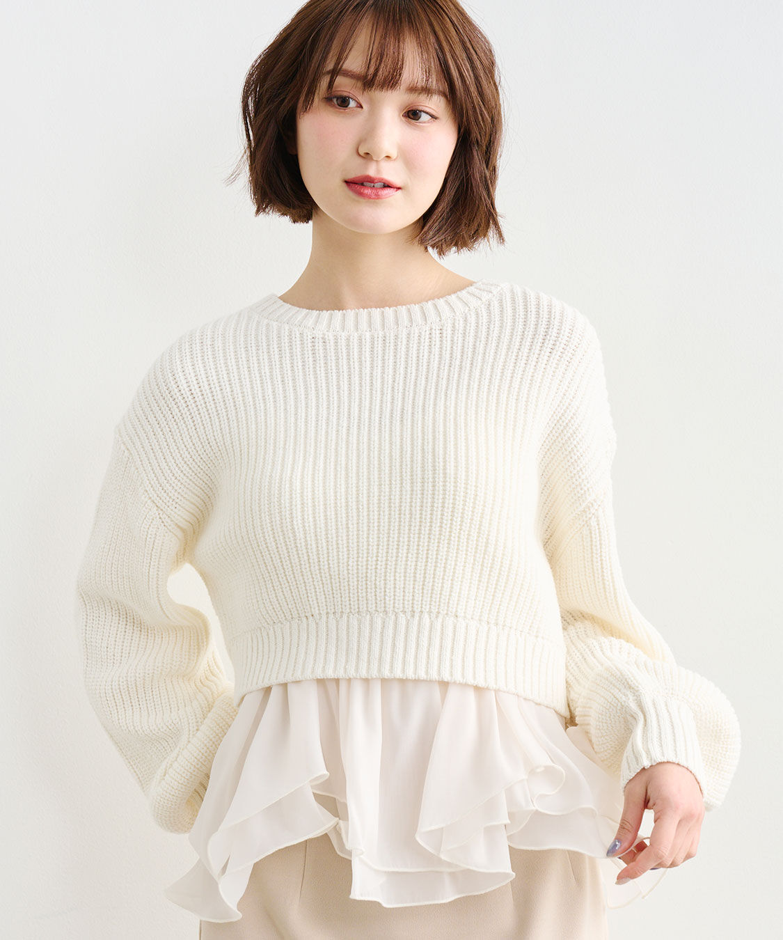 COCO DEAL「ペプラムブラウス&times;パフスリーブニットセット」|シャツ・ブラウス|