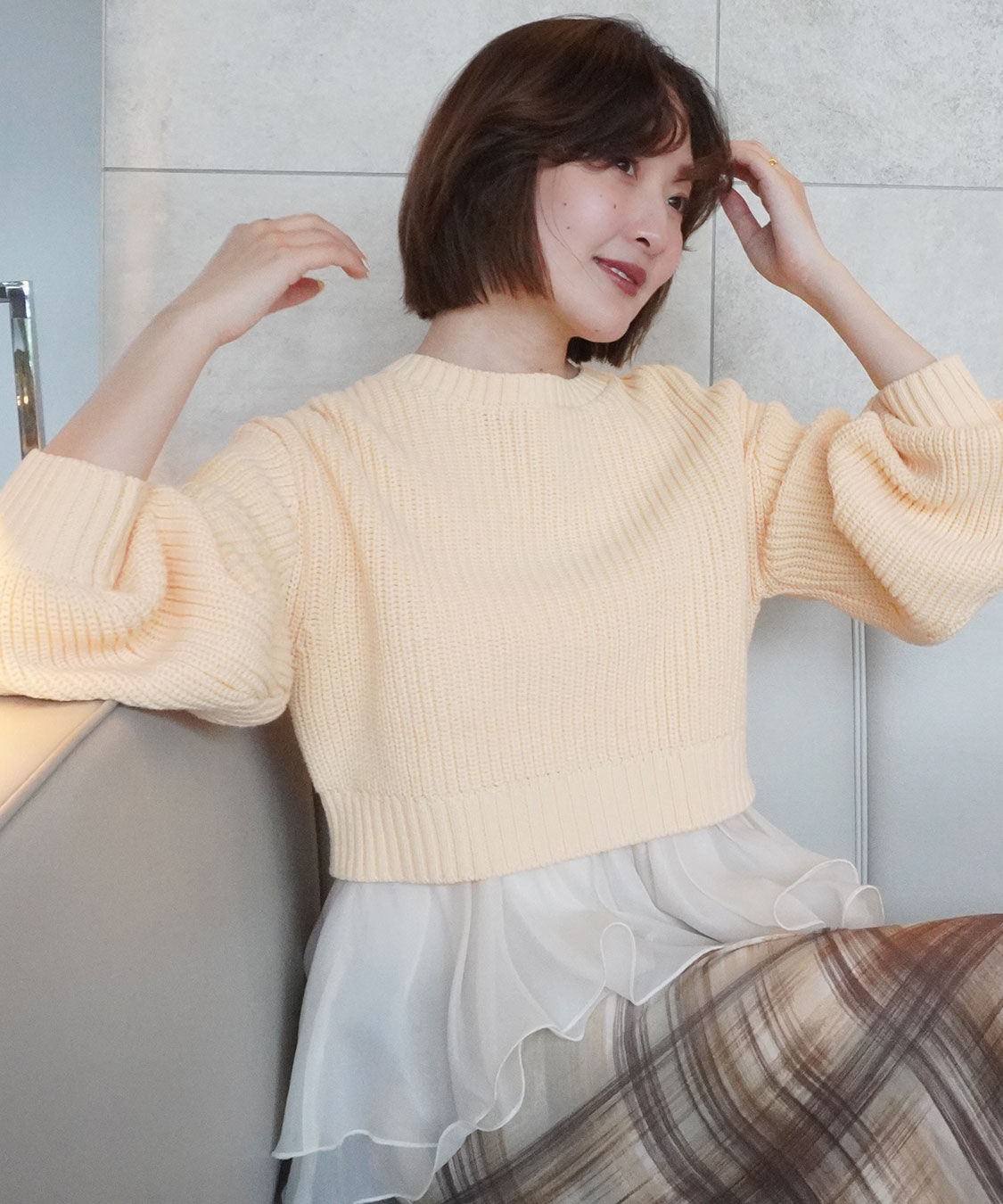 COCO DEAL「ペプラムブラウス&times;パフスリーブニットセット」|シャツ・ブラウス|