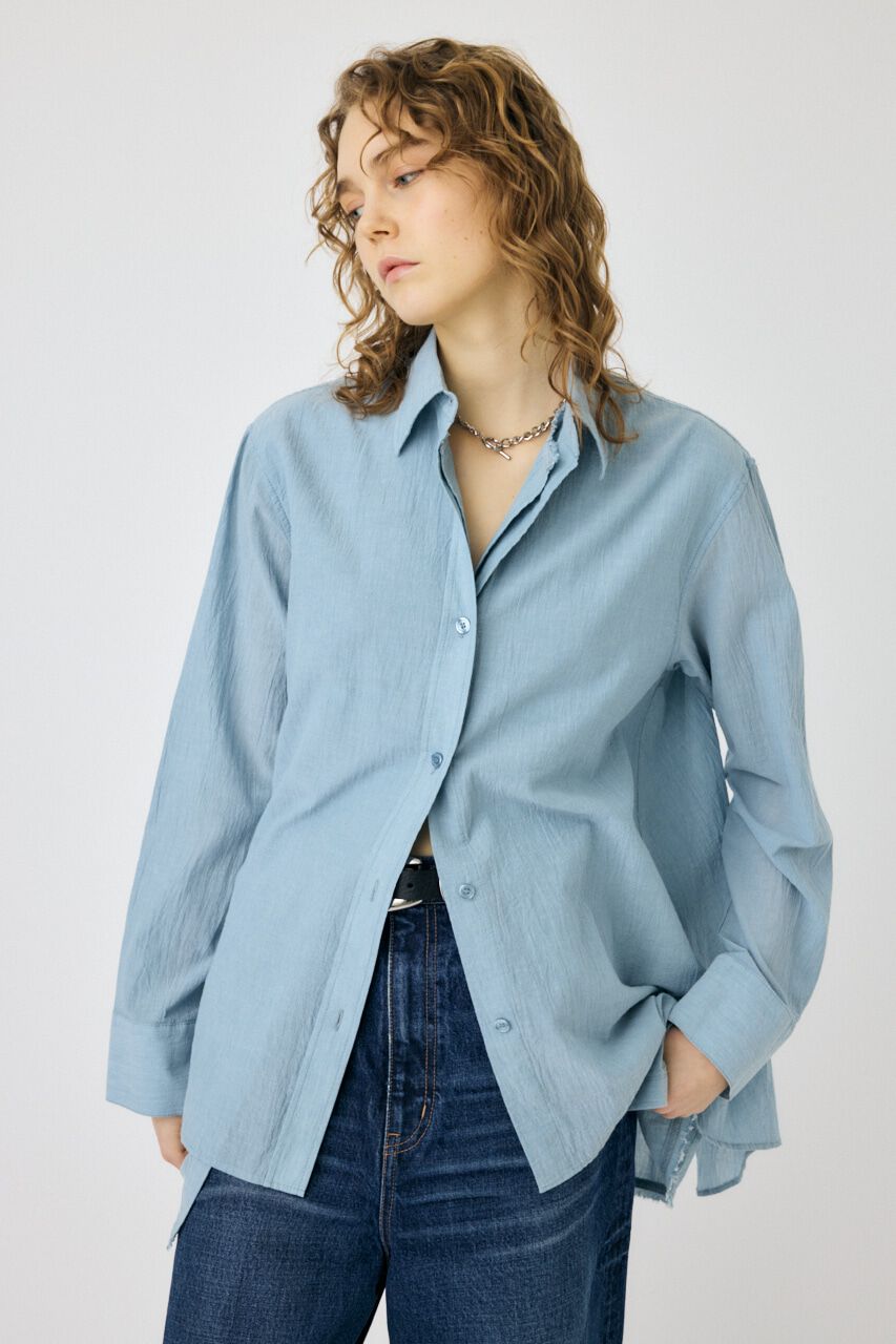 MOUSSY「LAYERED OVER シャツ」|シャツ・ブラウス|L/BLU1