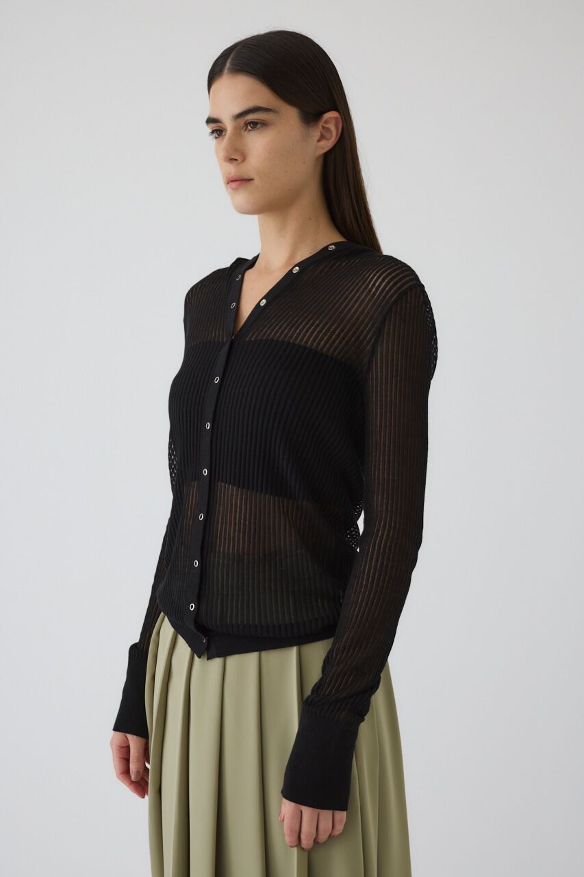 RIM.ARK 「Sheer ribbed hoodie」|ニット・セーター|BLK