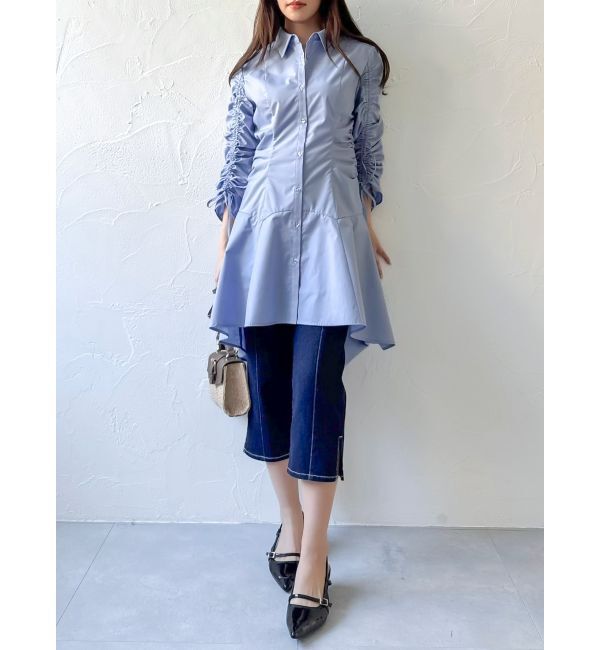 dazzlin「ギャザースリーブイレヘムシャツワンピース」|ワンピース|