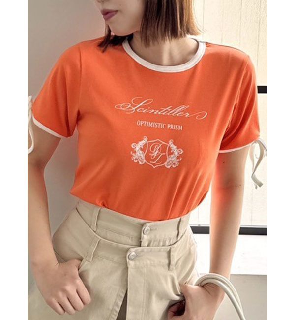 dazzlin「リボンスリーブロゴTシャツ」|Tシャツ・カットソー|オレンジ