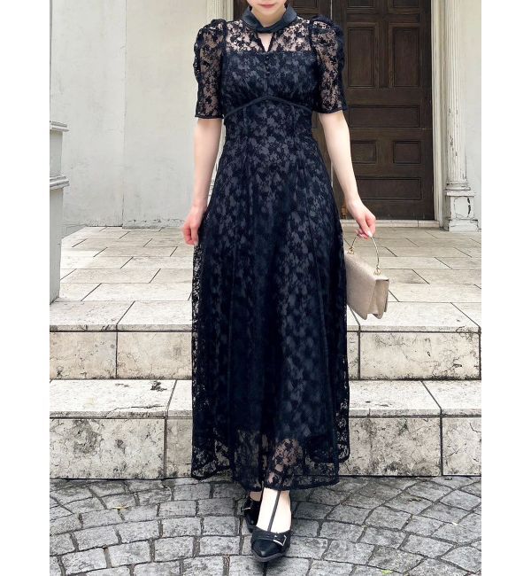 dazzlin「ネックツイスト刺繍レースドレス」|ドレス|