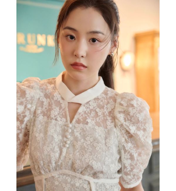 dazzlin「ネックツイスト刺繍レースドレス」|ドレス|