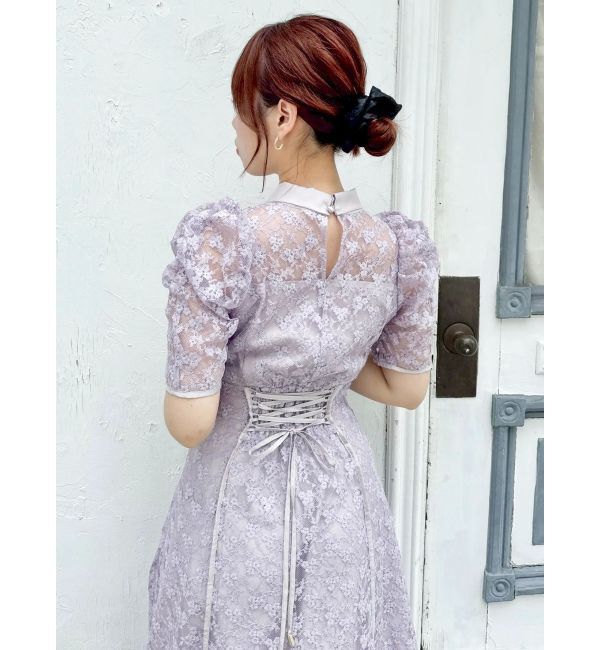 dazzlin「ネックツイスト刺繍レースドレス」|ドレス|