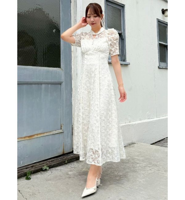dazzlin「ネックツイスト刺繍レースドレス」|ドレス|