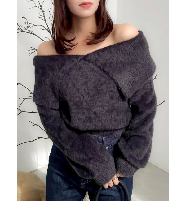 dazzlin「2WAYミニシャギーオフショルニット」|ニット・セーター|