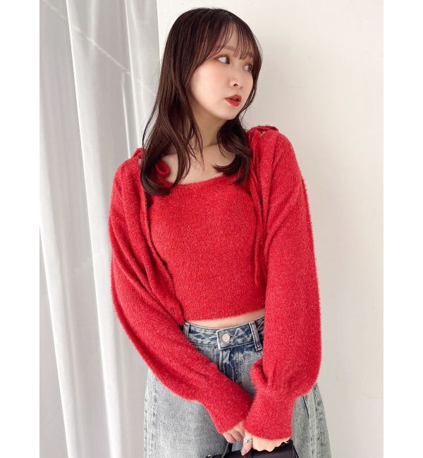 dazzlin「ミニシャギーラメニットカーデトップス」|カーディガン|