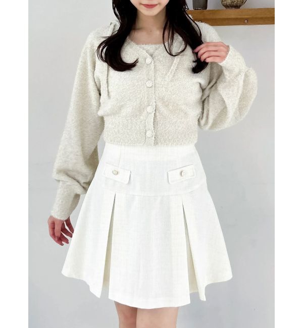 dazzlin「ミニシャギーラメニットカーデトップス」|カーディガン|ベージュ