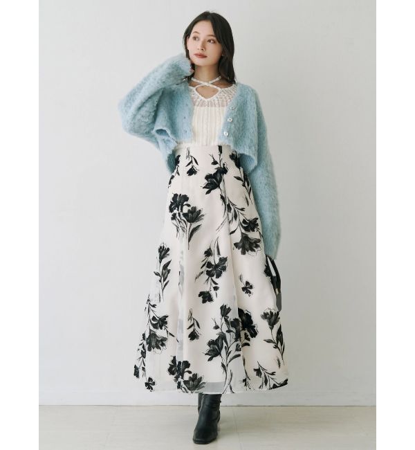 MERCURYDUO「フロッキープリントフレアスカート」|スカート|