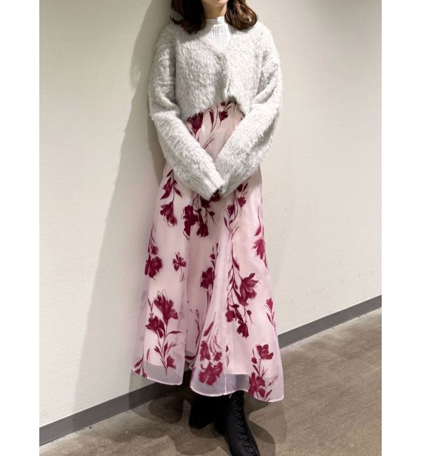 MERCURYDUO「フロッキープリントフレアスカート」|スカート|