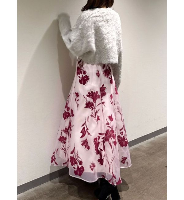 MERCURYDUO「フロッキープリントフレアスカート」|スカート|