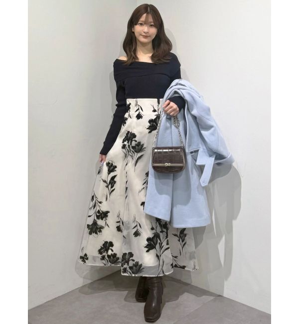 MERCURYDUO「フロッキープリントフレアスカート」|スカート|