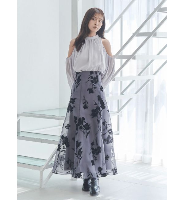 MERCURYDUO「フロッキープリントフレアスカート」|スカート|