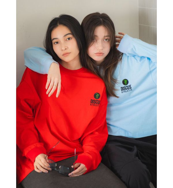 Ungrid「DISCUS別注 ロゴロングスリーブTee」|Tシャツ・カットソー|レッド