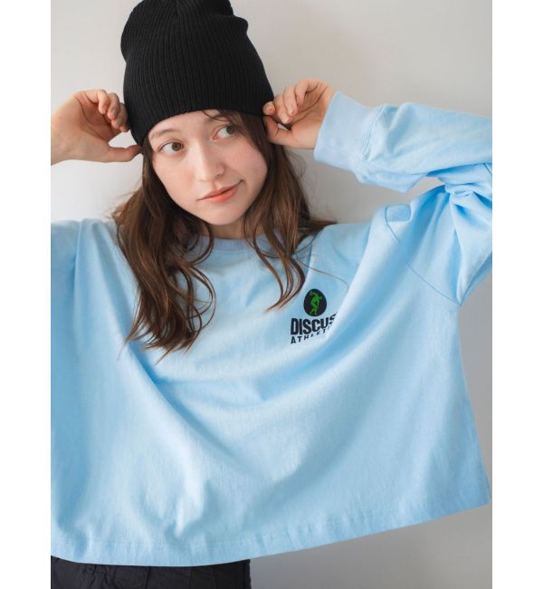 Ungrid「DISCUS別注 ロゴロングスリーブTee」|Tシャツ・カットソー|ブルー