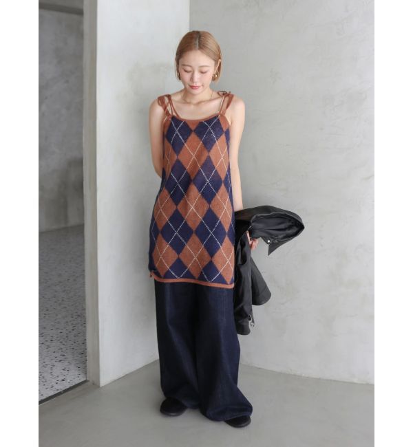 Ungrid「アーガイルニットキャミソール」|ニット・セーター|