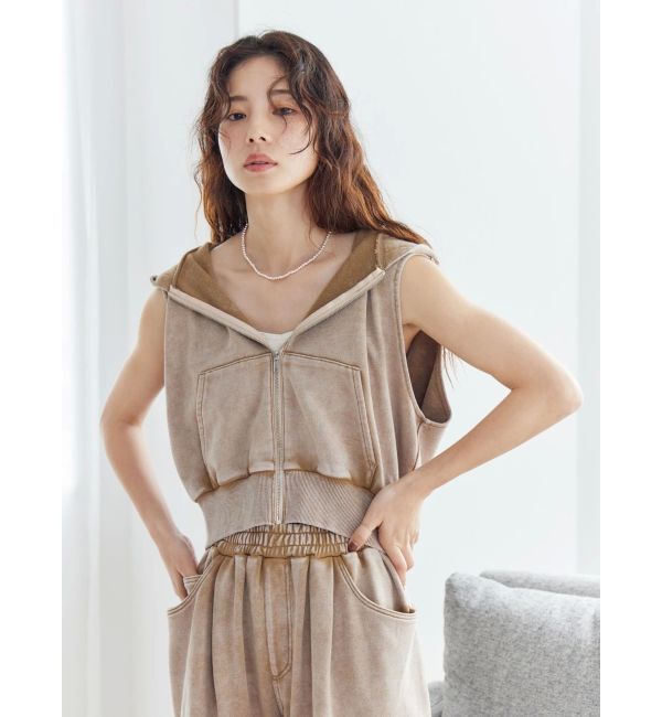 Ungrid「ヴィンテージウォッシュジップノースリパーカー」|パーカー|