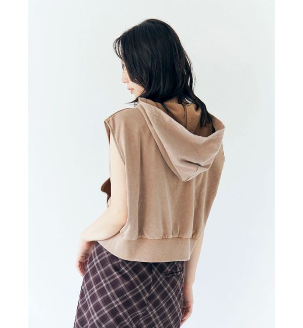 Ungrid「ヴィンテージウォッシュジップノースリパーカー」|パーカー|