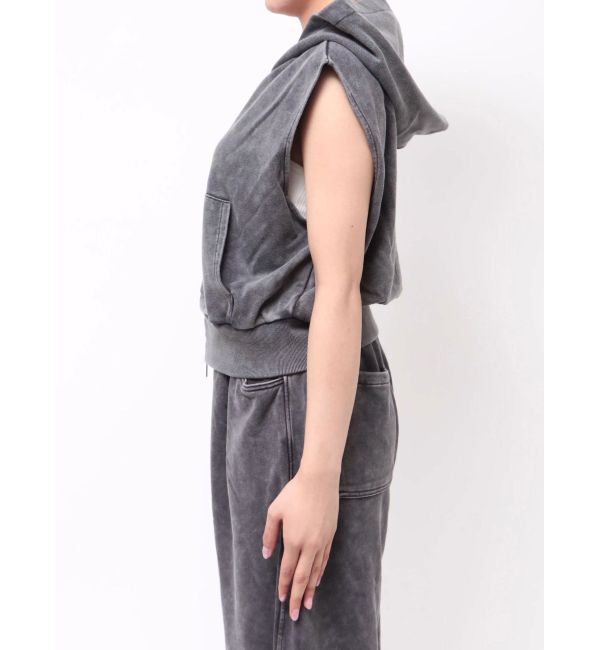 Ungrid「ヴィンテージウォッシュジップノースリパーカー」|パーカー|